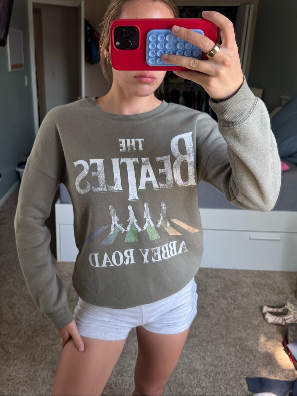 Hybrid Apparel Olive Beatles Logo Graphic Crewneck